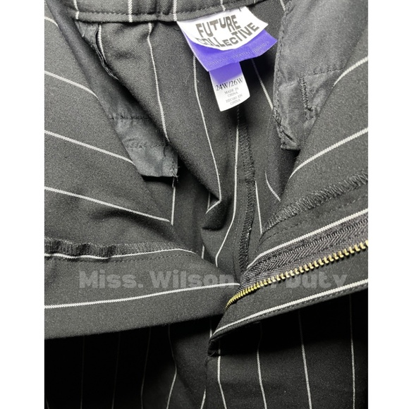Future Collective Black Pinstripe Pants - Picture 3 of 3